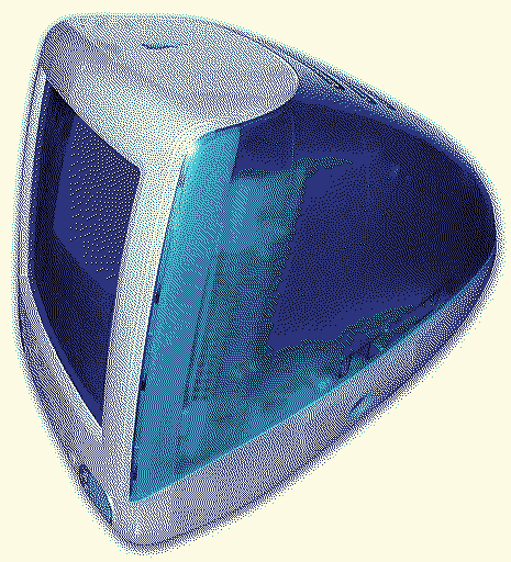 a blueberry imac, soft curves and translucent plastic