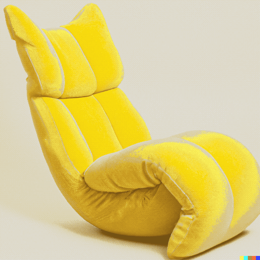 a soft banana chair made by AI